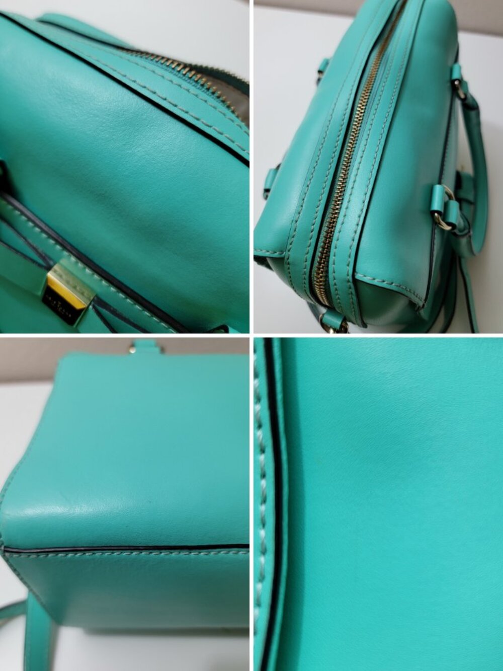Kate Spade Montford Park Smooth Leather Giverny Satchel Turquoise Bow Crossbody - Picture 8 of 9